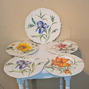 CIC Italian Springtime Flowers Platter & Plate Set